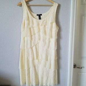 Style & Co Off White Layered Lace  Dress